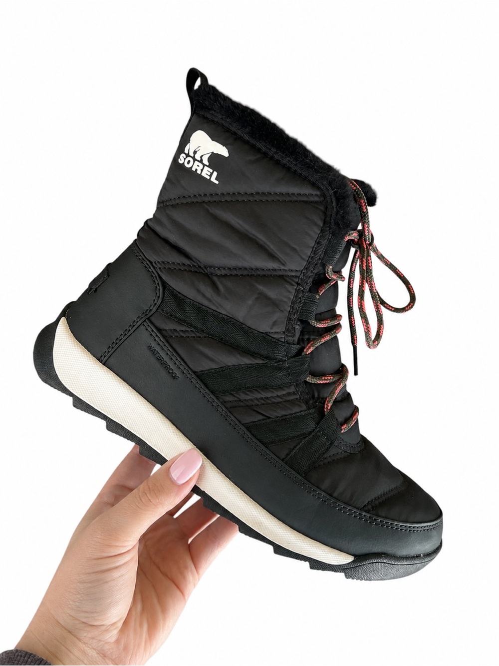 SOREL Whitney II Short Lace Up Waterproof Black Women's Boots Womens Size 8